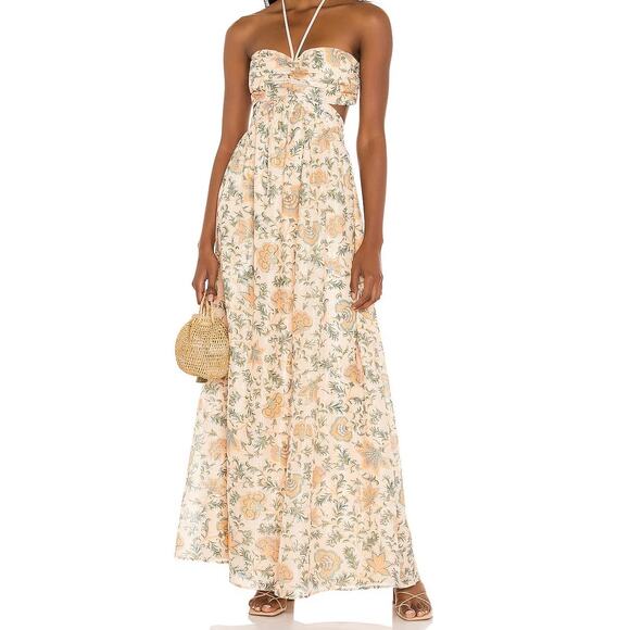 House of Harlow Floral Halter Maxi Dress XS Boho Fairy Cottagecore Wedding Guest - Picture 2 of 13